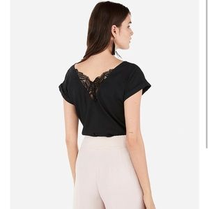 Express Lace Button Back Gramercy Tee